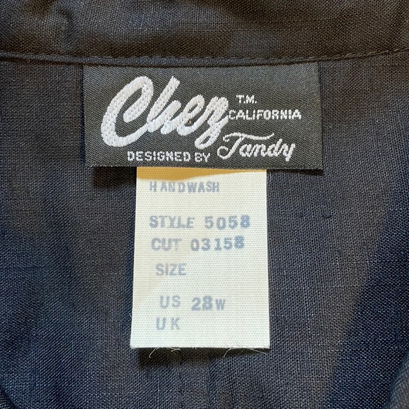 Vintage Chez California by Tandy Flowy Collared Drop Waist Midi Dress - Black - Picture 3 of 16